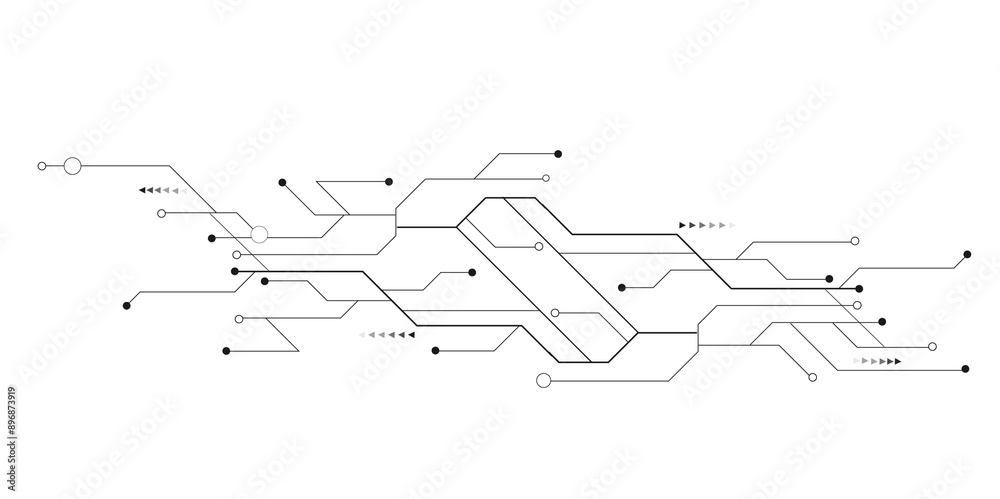 Vector abstract technology on white background. Abstract futuristic circuit board Illustration, Circuit board with various technology elements.