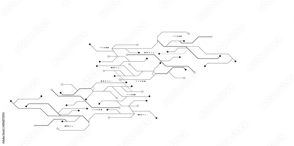 Vectors Technology black circuit diagram. High-tech connection system on a white background. Vectors Technology black circuit diagram. High-tech connection system on a white background.