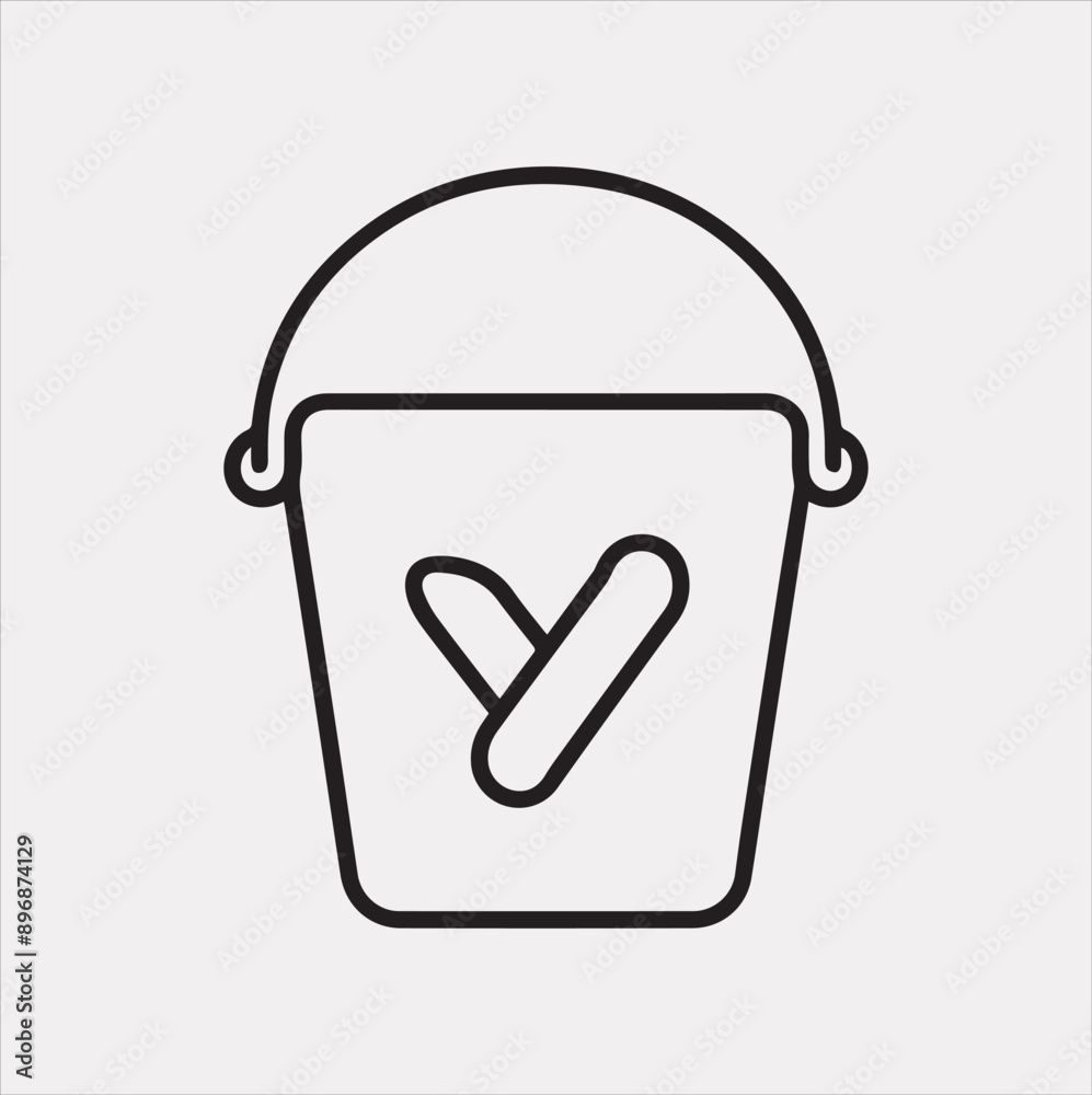 Bucket outline linear style silhouette vector illustration on a white background Bucket outline linear style silhouette vector illustration on a white background