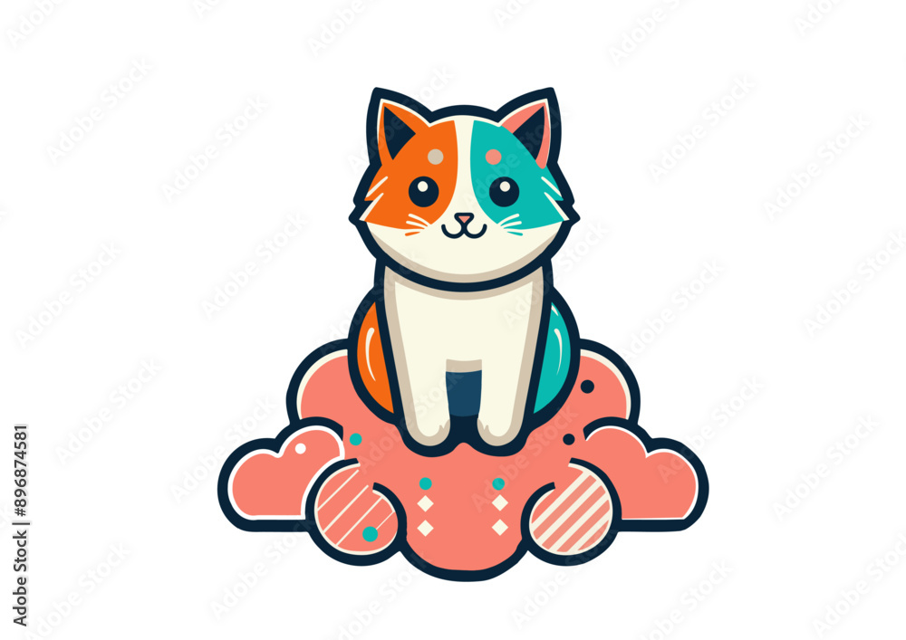 Obraz premium cat on the cloud (Vector)