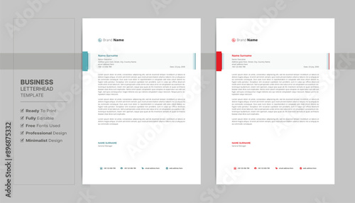 Stationary template. Letterhead format template, business style letterhead design template. Company letterhead template design.	