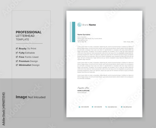 Stationary template. Letterhead format template, business style letterhead design template. Company letterhead template design.	