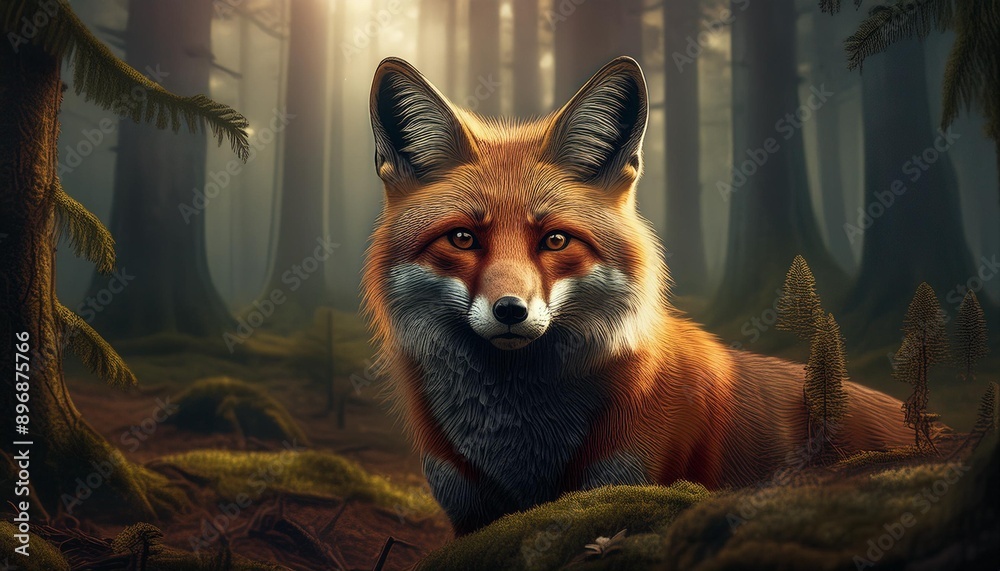 Fototapeta premium red fox in the forest