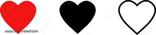 Heart or like icon. Valentines Day. Social network like red heart buttons. Perfect Love symbol. Live stream video chat like. Vector illustaration isolated on white background.