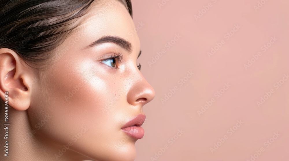 beautiful young woman with copy space