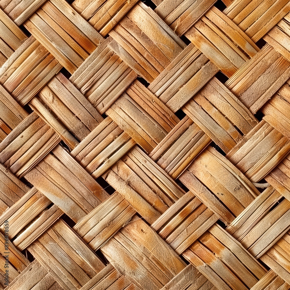 Wooden woven basket texture background featuring interlaced natural materials in a rustic and intricate design, ideal for design or decorative projects.