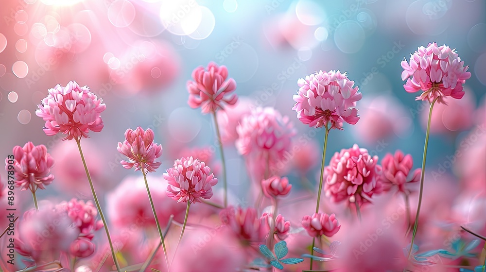 pastel pink and green clover field with a blurry background pastel pink and green clover field with a blurry background