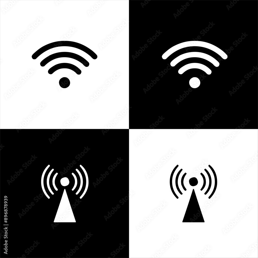 Illustration vector graphic of wifi icon, black and white Illustration vector graphic of wifi icon, black and white