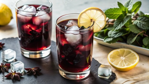 glasses of refreshing hibiscus ice tea