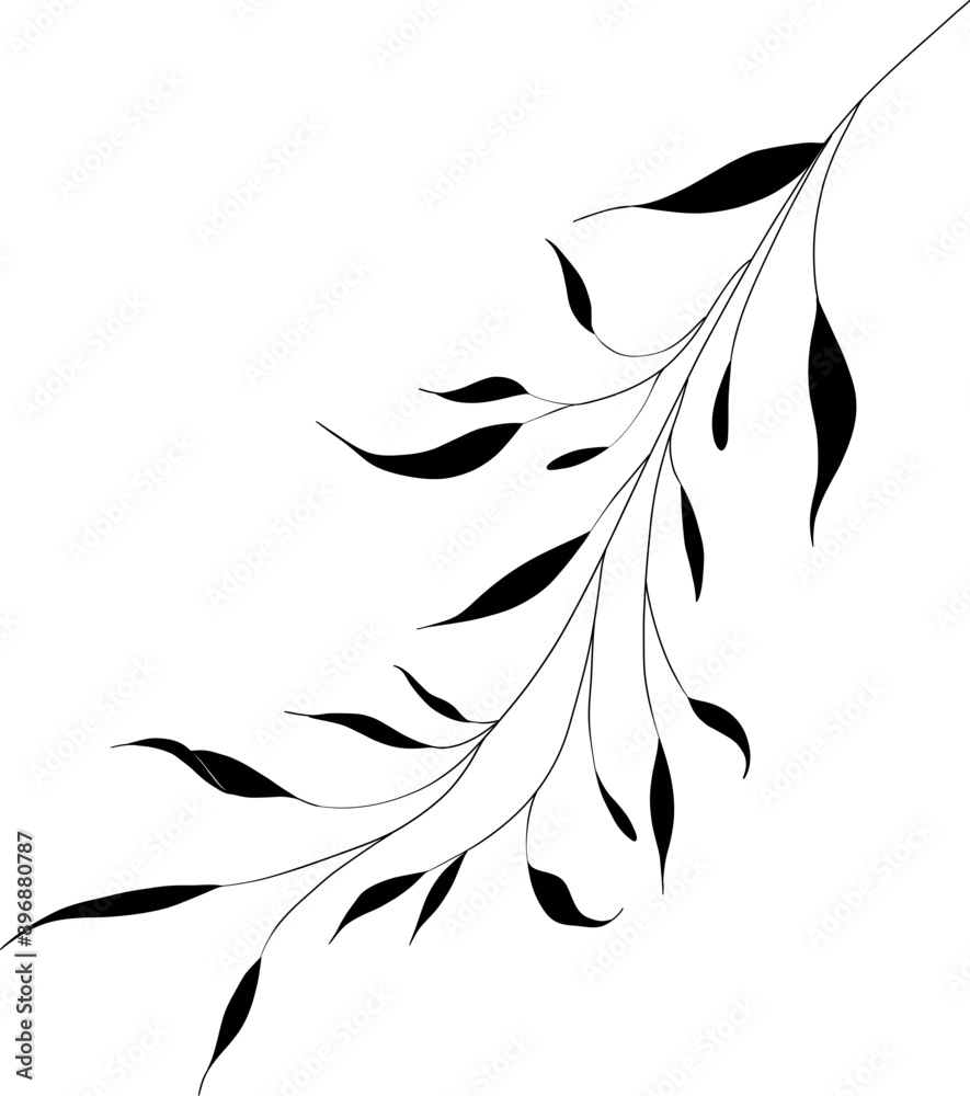 Fototapeta premium Leaves Branch Line Art
