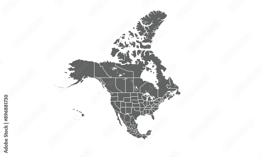 North America map isolated on white background. for website layouts ...