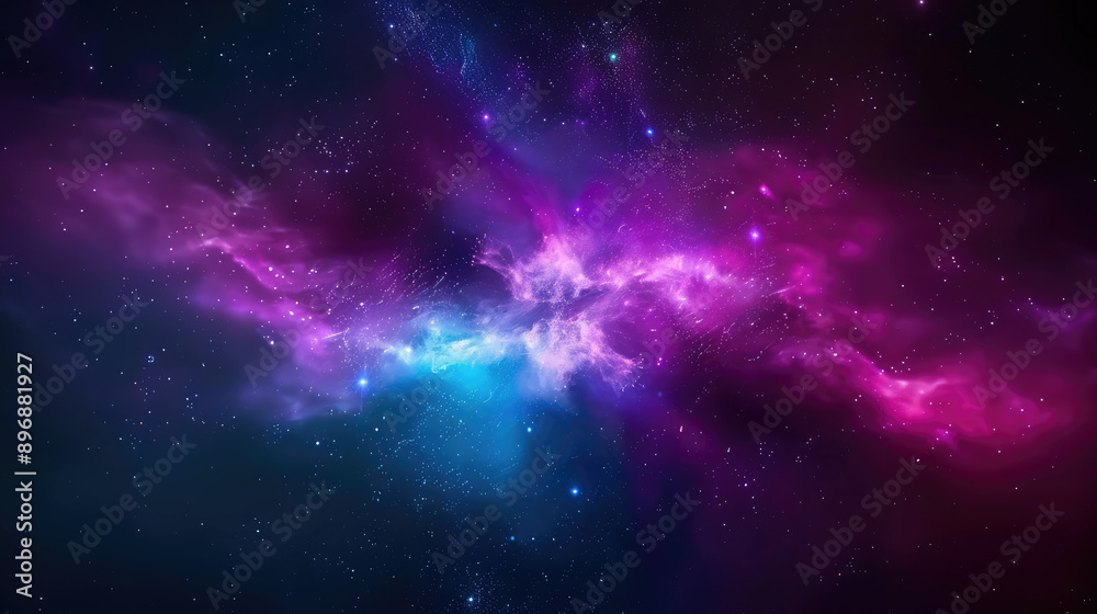 Obraz premium Stunning cosmic scene featuring vibrant clouds of pink and blue gases in the vastness of space, perfect for cosmic art.