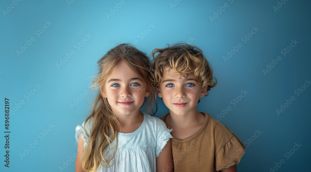 Fototapeta premium A girl and a boy, created with the help of generative AI technology.
