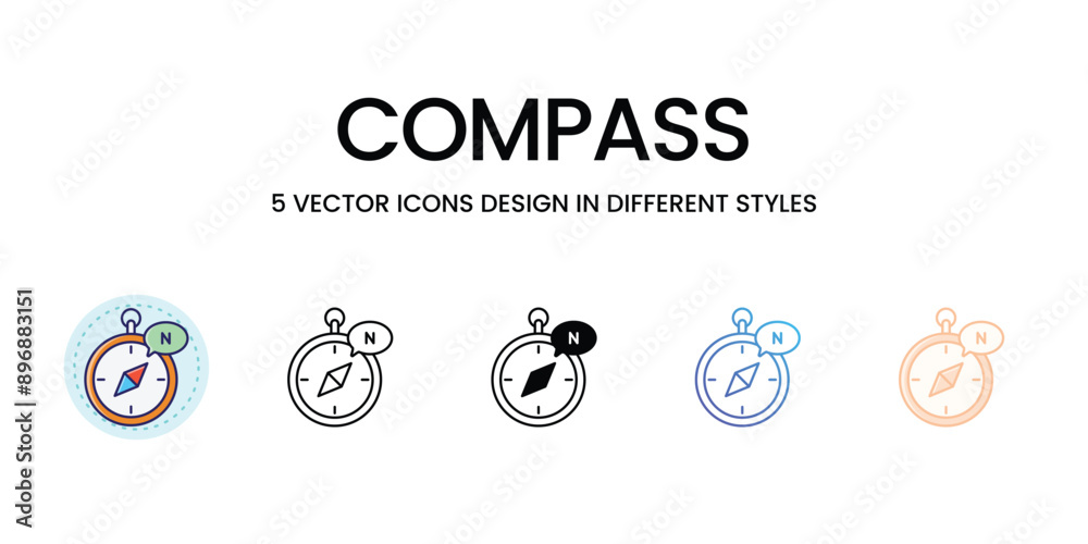 Compass icons set vector illustration. vector stock Compass icons set vector illustration. vector stock