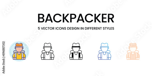Backpacker icons set vector illustration. vector stock