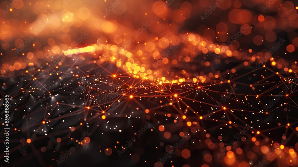 Obraz premium Abstract 3D network with interconnected nodes and glowing lines