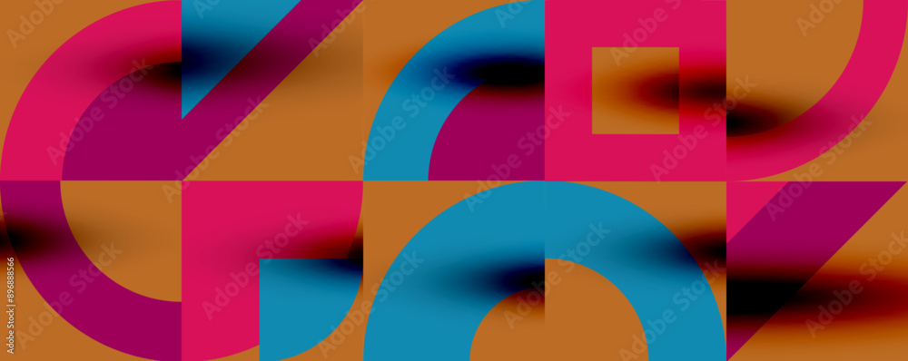 Fototapeta premium Neo memphis geometric pattern with circles, squares. Pop art abstract background for covers, banners, flyers and posters and other templates