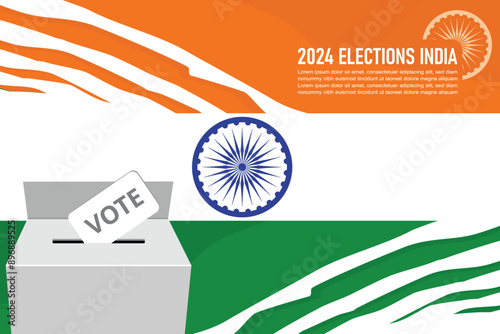 Vector illustration of Vote India concept with Indian flag.