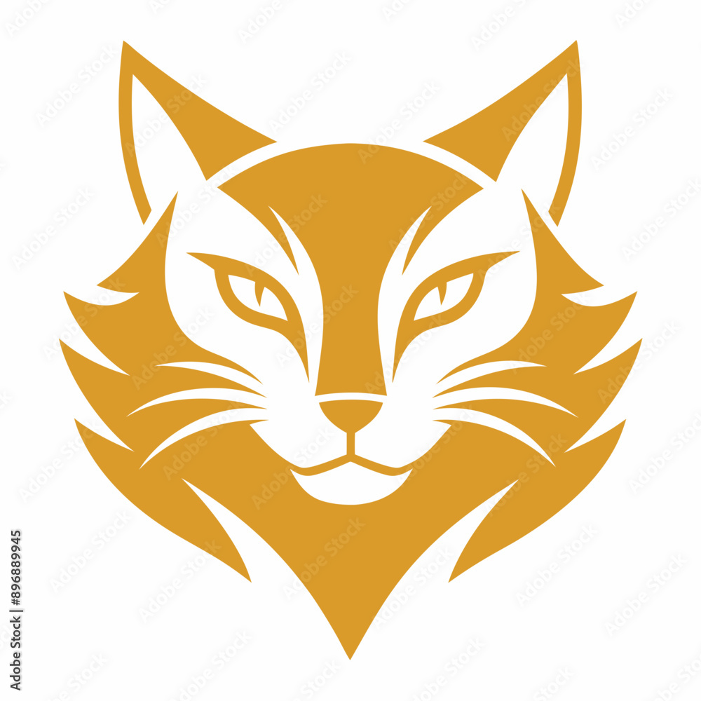 A golden cat head logo A golden cat head logo