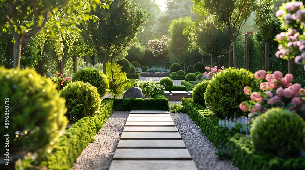 Obraz premium Beautiful garden with buxus