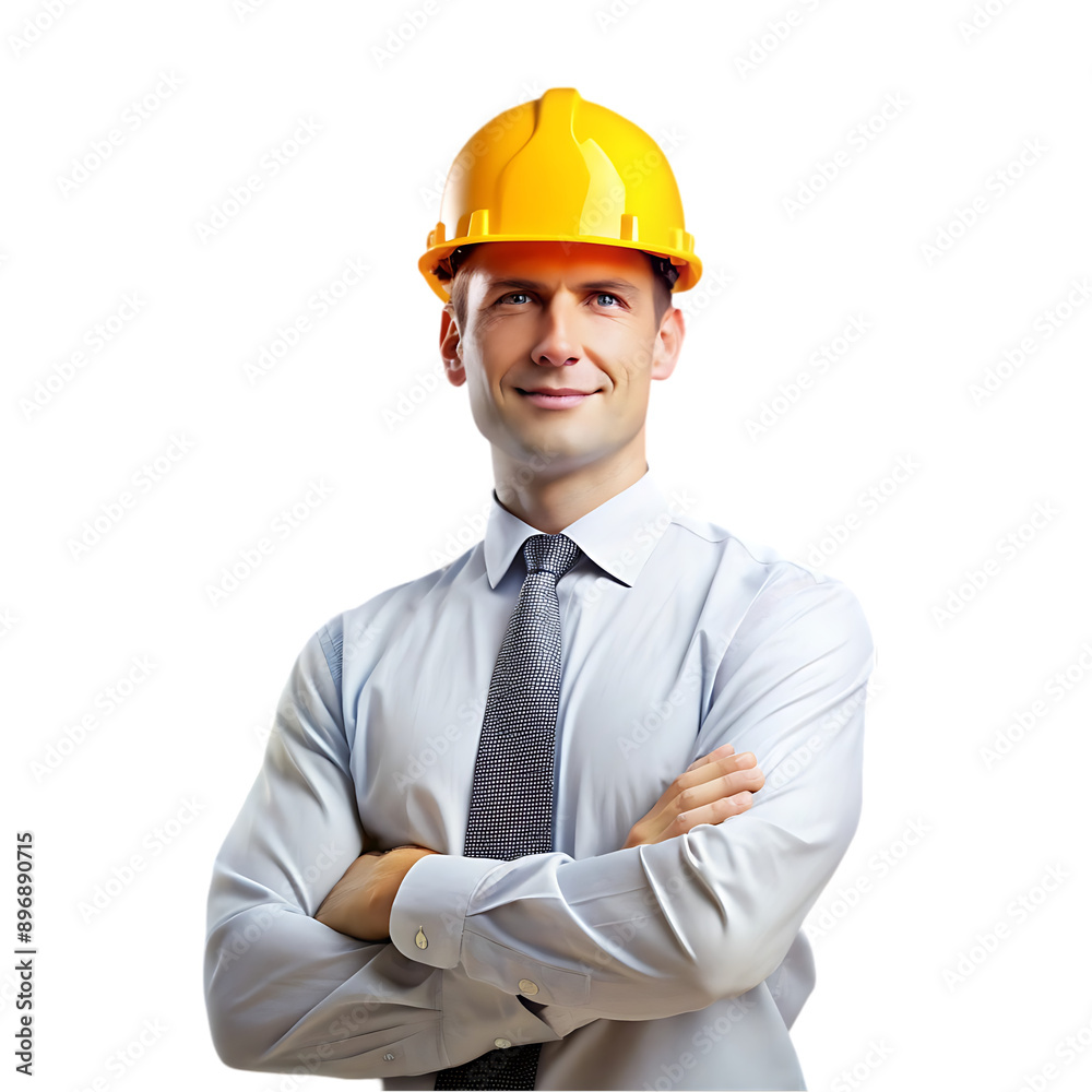 Construction worker isolated on transparent background