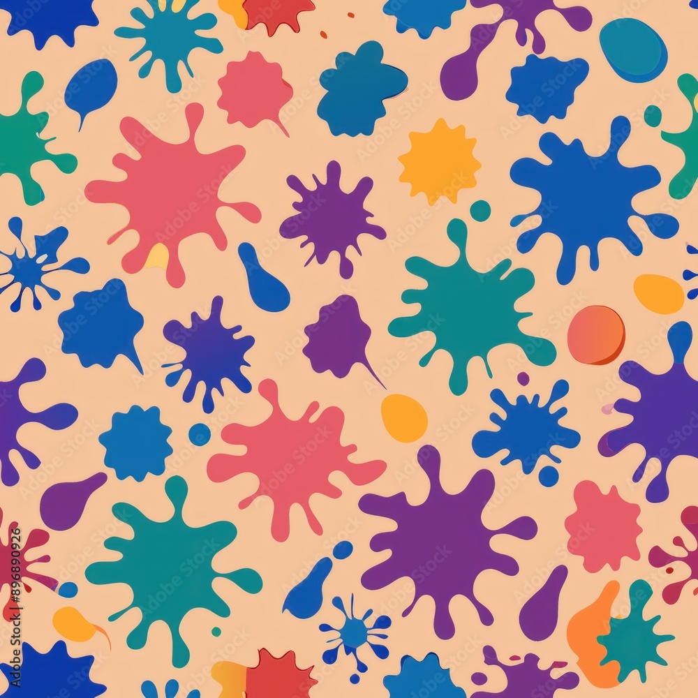 Seamless pattern of artistic splatters and blobs, Generative AI Seamless pattern of artistic splatters and blobs, Generative AI
