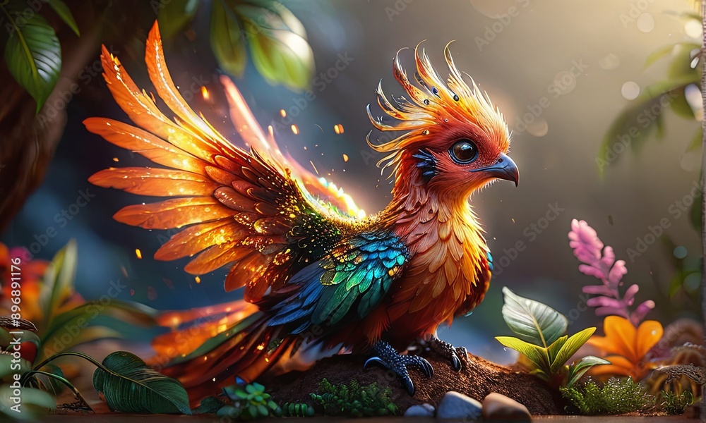 Fototapeta premium A Young Phoenix of the Flames