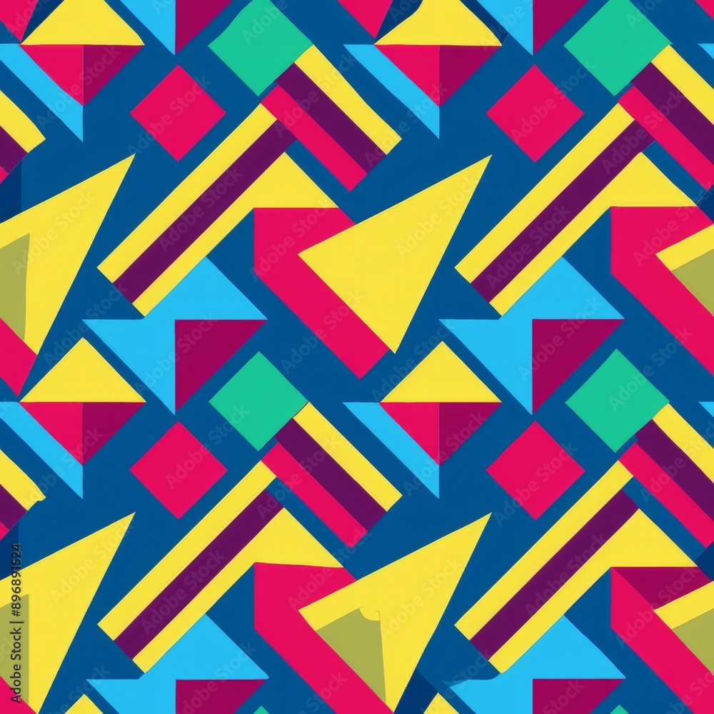 Seamless pattern of bold geometric shapes, Generative AI