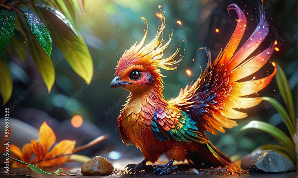 Fototapeta premium A Young Phoenix of the Flames