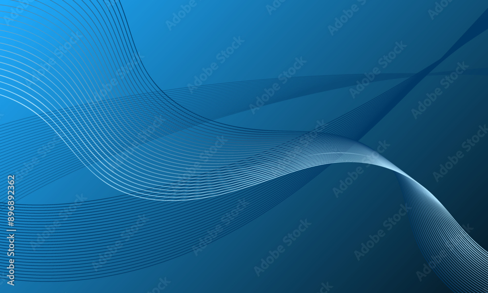 Fototapeta premium blue business lines wave curves with soft gradient abstract background