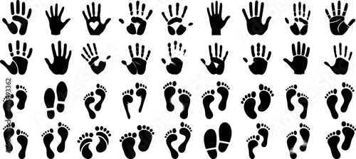 Hand and foot print silhouette, handprint footprint vector illustration set, sign language icons, perfect for communication, gesture, and symbol concepts