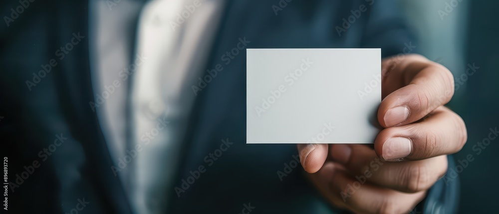 Hand holding a blank business card, networking and business concept