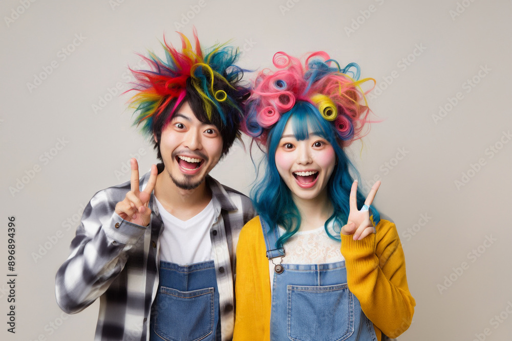 Fototapeta premium 派手な髪型をした男女