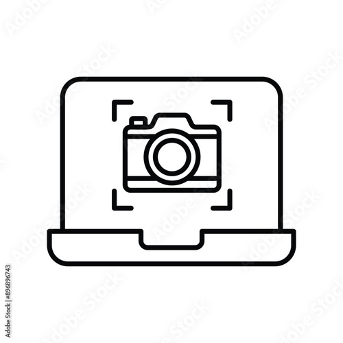 smartphone camera line icon with white background vector stock illustration