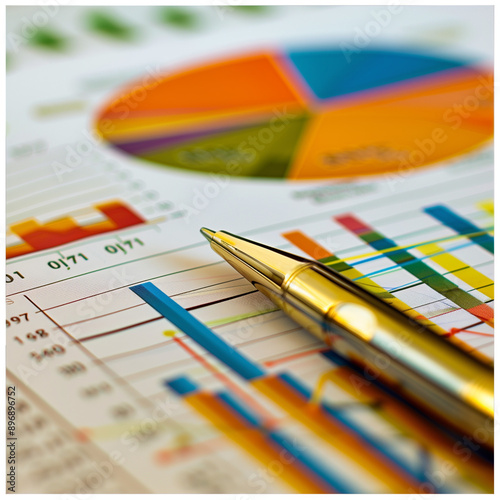 graphs and charts on table with pen