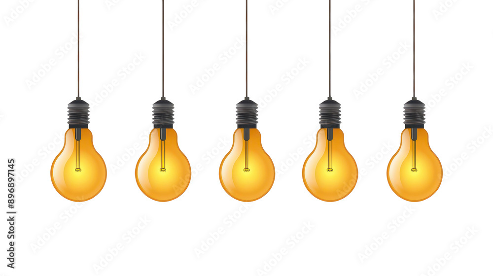 Naklejka premium Bright and cheerful glowing light bulbs on a clean background, perfect for adding a festive touch to your holiday dcor.