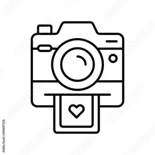 polaroid camera line icon with white background vector stock illustration