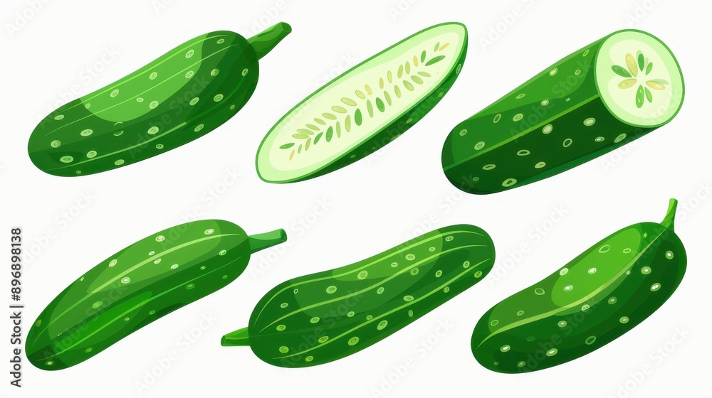 Bright, fresh cucumbers in a big set, beautifully illustrated in watercolor, perfect for foodrelated designs and more Bright, fresh cucumbers in a big set, beautifully illustrated in watercolor, perfect for foodrelated designs and more