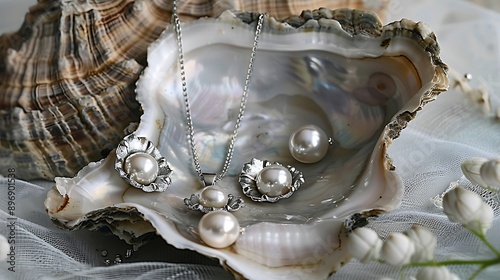 Pearl oyster jewellery sets photo