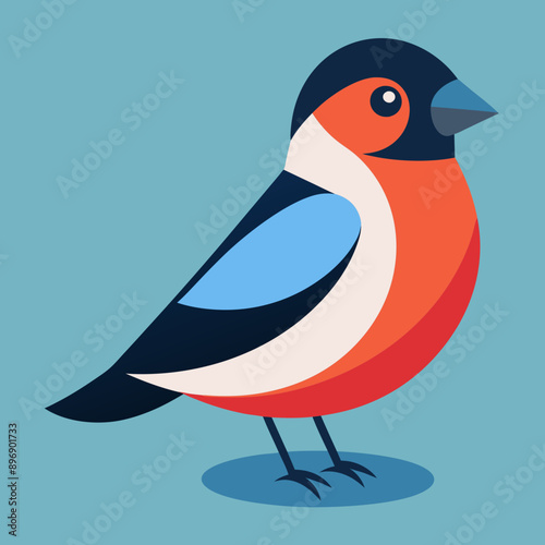 Eurasian-bullfinch-bird-sits-kawaii-bold-lines