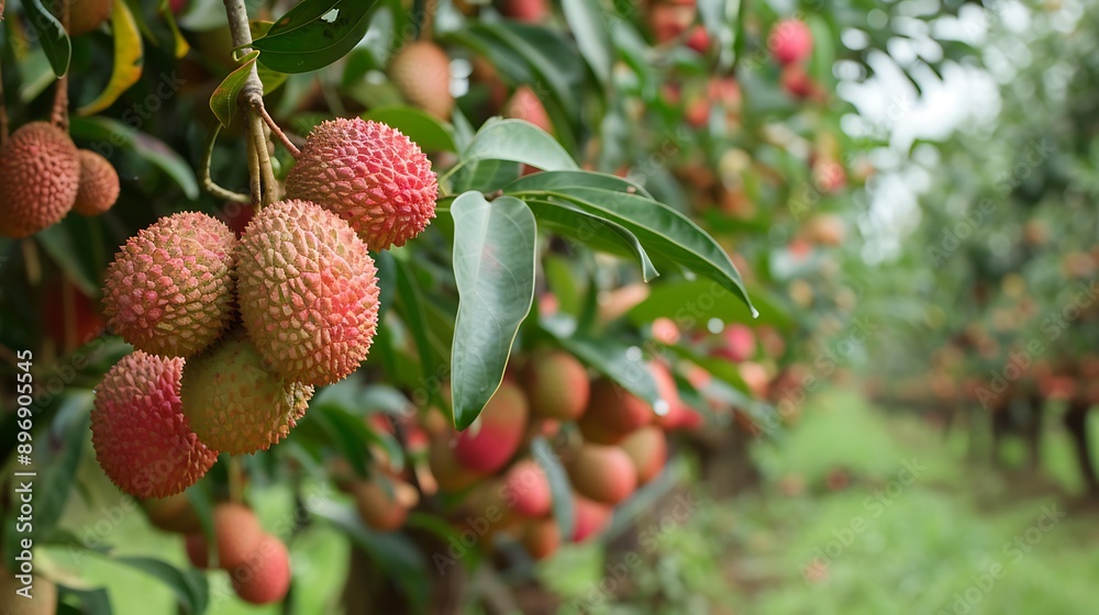 The orchard is full of lychees The orchard is full of lychees
