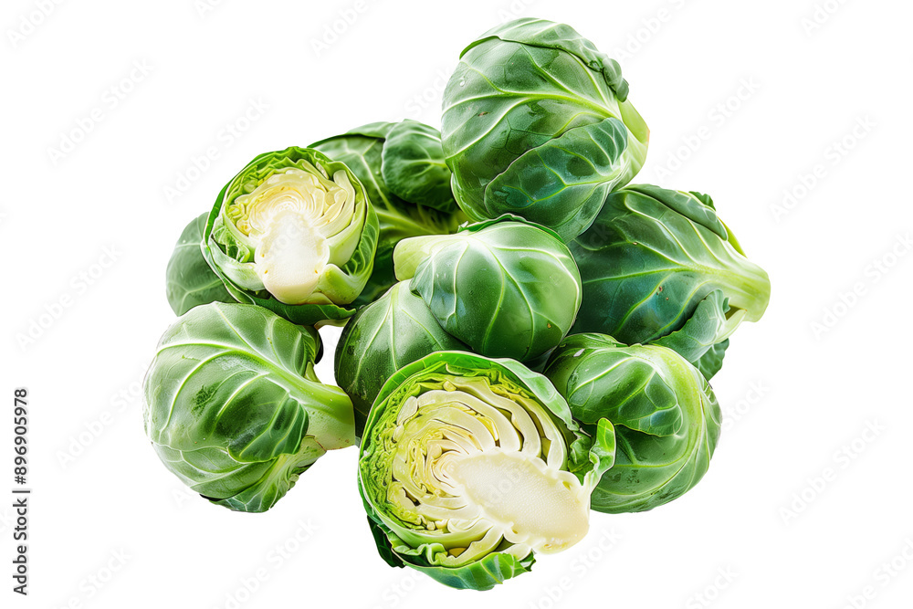 Fresh Brussels sprouts isolated a white background Fresh Brussels sprouts isolated a white background
