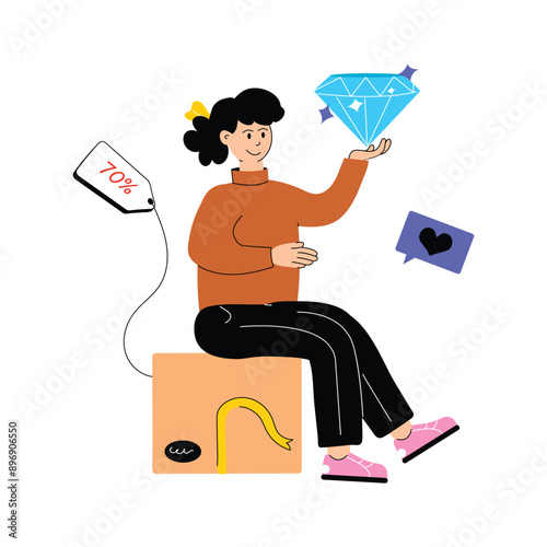 Premium quality vector illustration of diamond delivery