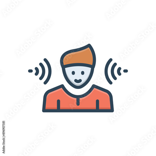 Color illustration icon for active listening