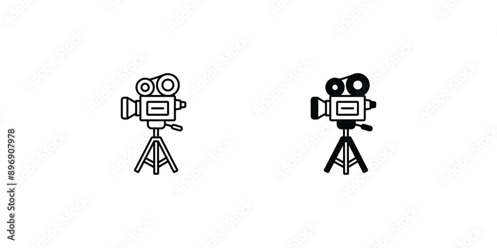 Fototapeta premium film camera set icon with white background vector stock illustration