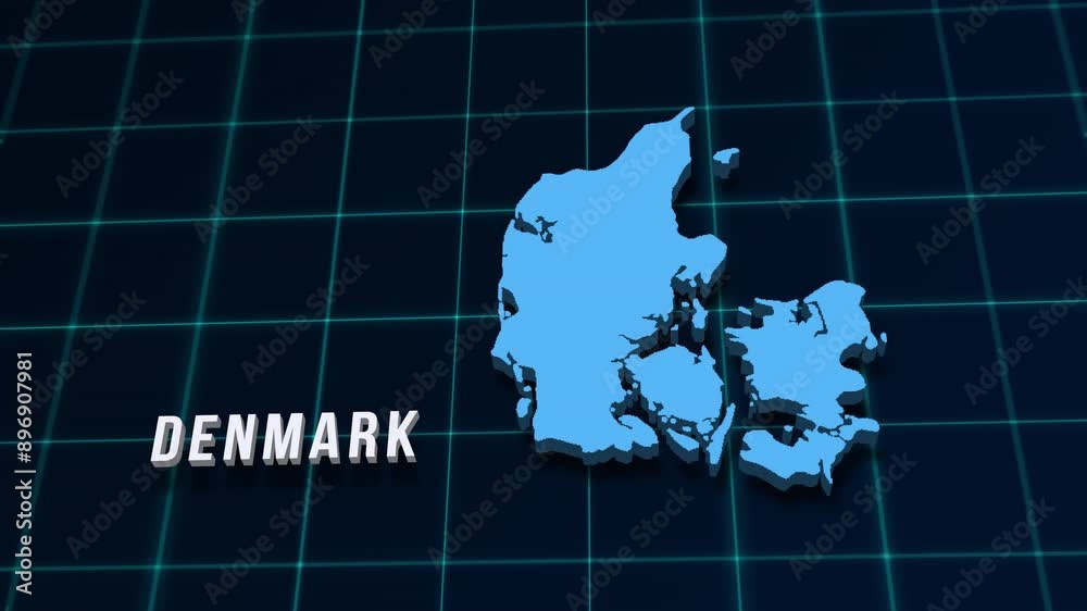 Norway Scandinavia digital geographic map 3d render video on coordinates grid. Northern European country geographic background 4K animation