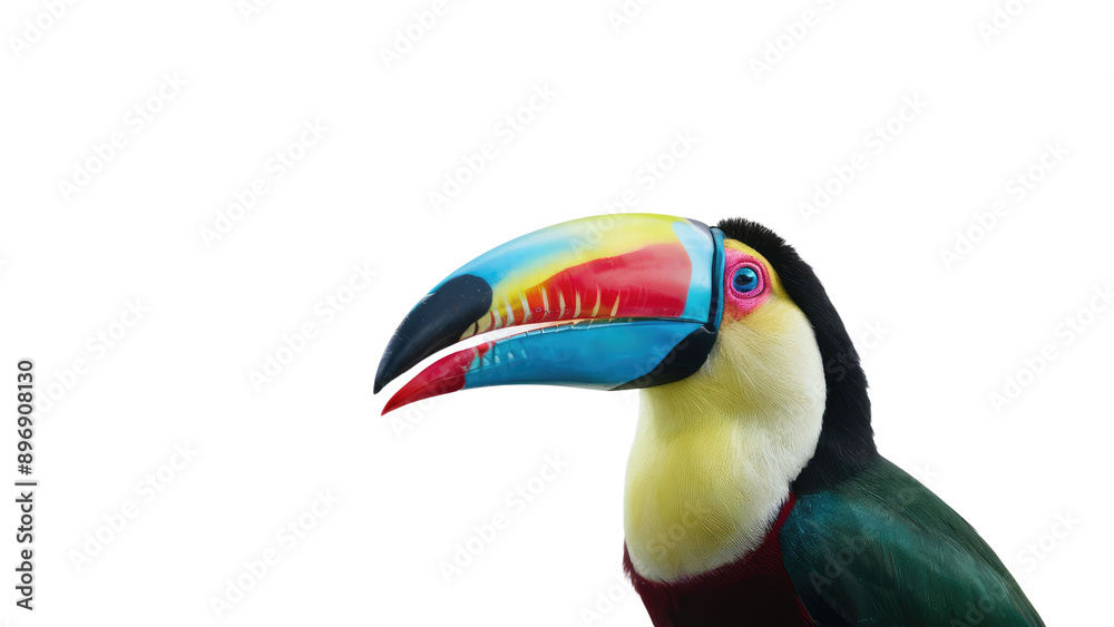 Naklejka premium a vibrant and colorful toucan bird on white background.
