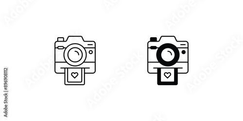 polaroid camera set icon with white background vector stock illustration
