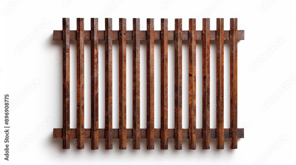 Sturdy bent metal bars create a haunting prison escape scene, isolated against a white backdrop, evoking a sense of freedom. Sturdy bent metal bars create a haunting prison escape scene, isolated against a white backdrop, evoking a sense of freedom.