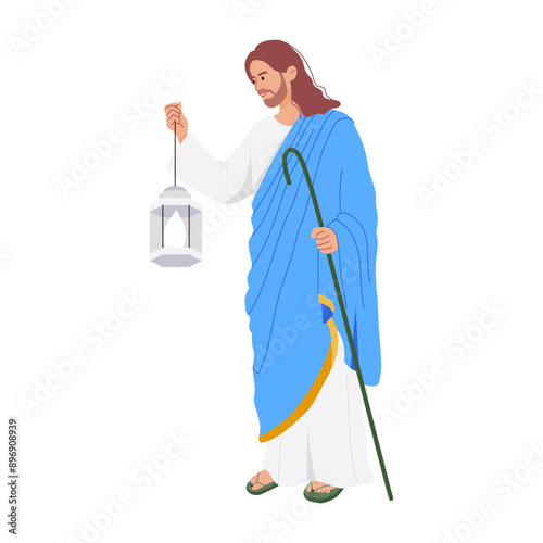 A flat style illustration of jesus banner 

